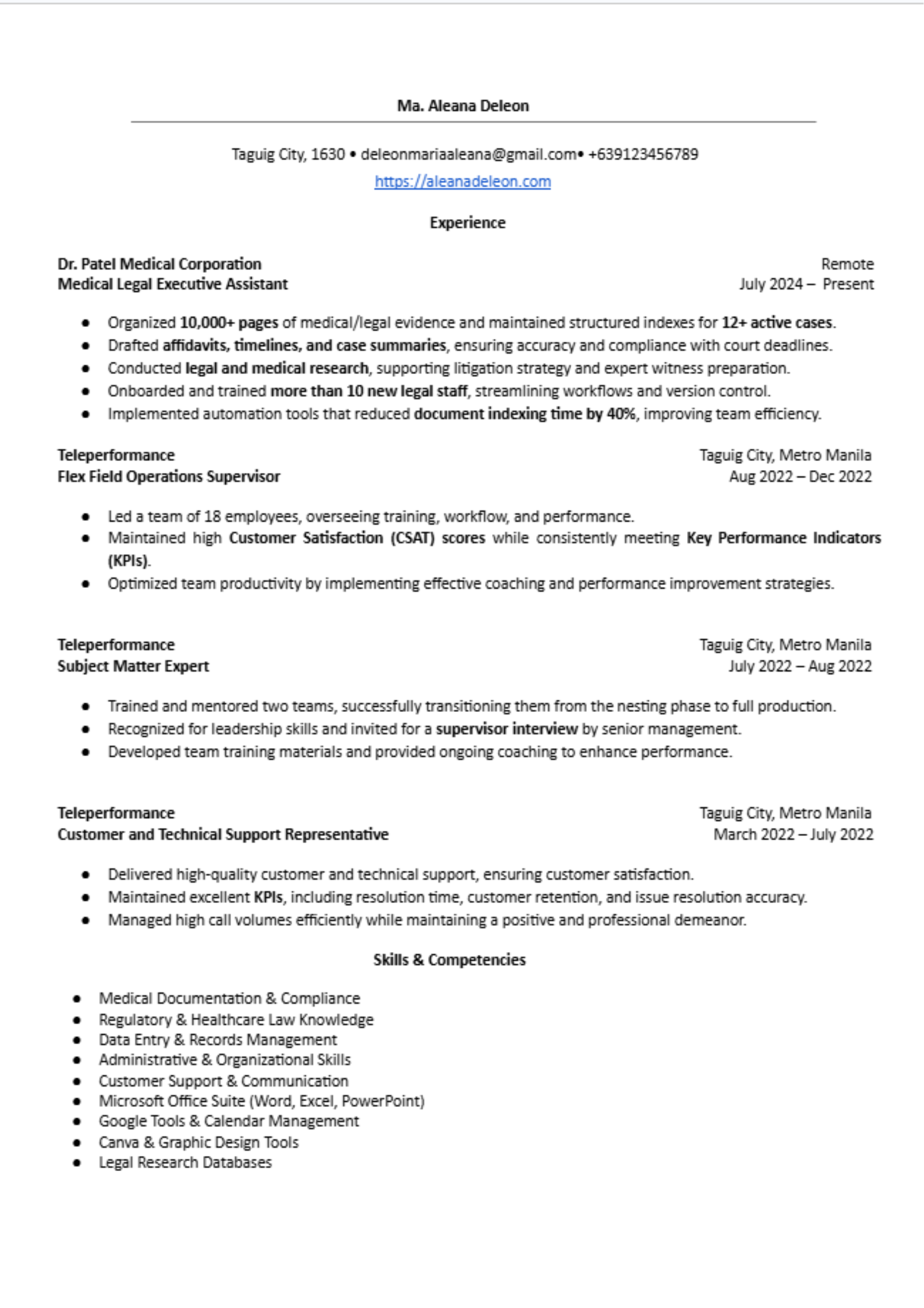 Resume preview